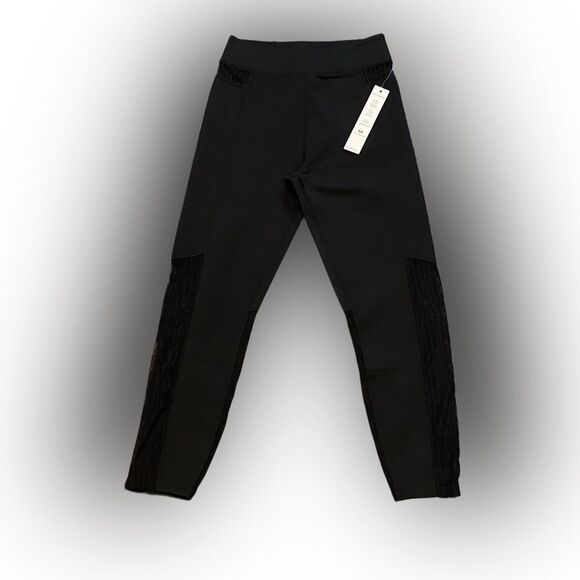 Good American NWT Black Pintuck Mesh Capri Legging - Picture 5 of 11